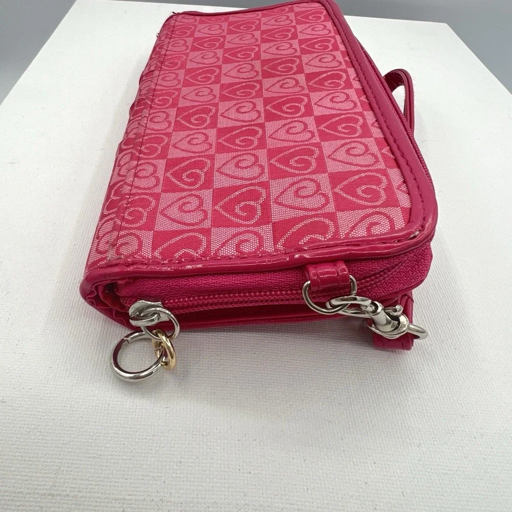 Wristlet Pink Heart Wallet W/Check Book Holder‎ Pink Patent Leather Accents